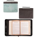 Christian Art Gifts Blue Faux Leather Bible Cover for Men and Women | with God All Things - Mathew 19:26 | Zippered Case for Bible or Book w/Handle