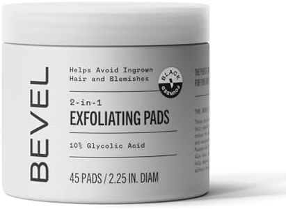 Bevel 10% Glycolic Acid Toner Pads for Face, Helps Remove Dead Skin Cells and Reduce Ingrown Hairs for Even Skin Tone and Texture, 45 Count (Packaging May Vary)