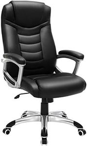 SONGMICS OBG21B Silla de oficina ejecutiva, Color Negro, 110.5 - 120 cm