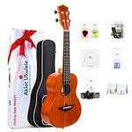 Left Handed Concert Ukulele AKLOT Top Solid Mahogany 23 Inch Uke with Free Tutorial and Beginner Kit (Gig Bag, Picks, Tuner, Strap, String, Cleaning Cloth)