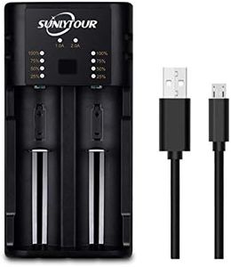 22650 20700 18650 Chargeur de Batterie, Chargeur de Batterie Double USB pour 26700 26650 26500 25500 22700 22500 18700 18500 18490 18350 17650 16650 16340 (RCR123) 14650 14500 NiMH Rechargeable