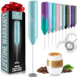 Zulay Kitchen Powerful Milk Frother Wand - Mini Milk Frother Handheld Stainless Steel - Battery Operated Drink Mixer for Coffee, Lattes, Cappuccino, Matcha - Froth Mate Milk Frother Gift - Fresh Mint