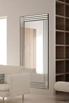 MirrorOutlet Large Silver Bevelled Modern All Glass Wall Mirror 5Ft8 X 2Ft9 174cm X 85cm, Frameless