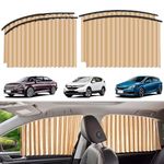 Deetto Universal Fit Magnetic Car Side Window Privacy Sunshade, Car Sun Shade Side Window, Magnet Pleated Curtains for Car Window, Removable Car Window Curtains (Golden)