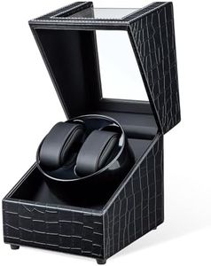 Mcbazel Watch Winder for Automatic Watches, Double Automatic Watch Winder Box with Quiet Japan-made Motor, 2 Slots Watch Display Storage Rotation Wrist watch Box (Black Crocodile Pattern Leather)