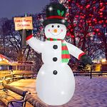 Fanshunlite 8FT Christmas Giant Inflatable LED Light Large Snowman Blow Up Yard Decorations for Xmas Home Garden Family Prop Lawn Holiday Indoor Decor, Snowman with Merry Christmas Sign