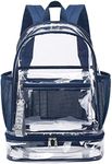 mygreen Clear Backpack with Bottom Compartment for Lunch Box or Shoes, 2-in-1 Design for School, Sports, Work, Stadium, Security, Travel, College Dark Blue