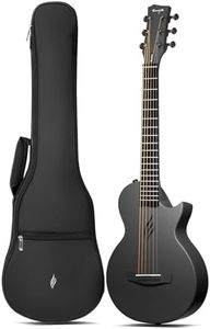 Enya Nova Go Mini Carbon Fiber Acoustic Guitar 1/4 Size Travel Acustica Guitarra w/Beginner Kids Starter Bundle Kit of Thickened Gig Bag, Adjusting Wrench(Black)