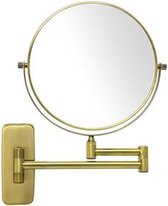 GURUN 8-Inch Double-Sided Wall Mount Makeup Mirror Antique Bronze with 7X Magnification, Brushed Brass M1406K(8In,7X)