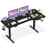 MotionGrey - 63 x 24 Inch Electric Motor Height Adjustable Standing Desk, Office Ergonomic Stand Up Desk, Adjustable Computer Sit Stand Desk Stand - Black Frame Single Motor with Right Side Table Top