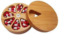 Alagoal Wood Daily Weekly Vitamin Medicine Pill Organizer Case Box,Kitchen Salt Spice Cellar Containers,Nail Art Glitters Crystals Organizer,Earring Ring Jewelry Storage Decorative Box (Bamboo)