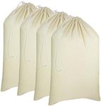 COTTON CRAFT Extra Large Laundry Bags -4 Pack Heavy Duty Durable Cotton Canvas Drawstring Closure Washable Laundry Bag - Back to School Travel College Dorm Basket Liner Clothes Organizer - XL 28 x 36