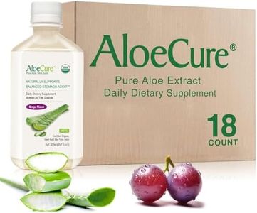 AloeCure USDA Organic Aloe Vera Juice Grape Flavor, Made Within 12 Hours of Harvest, Pure Aloe Juice Beverage, Natural Digestive & Immune Support, Support Balanced Stomach Acidity, 18 Bottles x 16.7oz