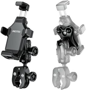 iMESTOU Anti-Vibration Motorcycle Phone Holder 1 Inch Ball Handlebar Stem Phone Holder Anti-Theft and 360° Rotation Suitable for 4.7-7.2 Inch Mobile Phones with Max. Thickness 16 mm