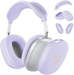 AIIEKZ Case Cover for AirPods Max,Anti-Scratch Soft Silicone with Gold Heart Pattern Ear Cups Case Cover/Ear Pad Cover/Headband Cover for Apple Airpod Max Headphones (Purple)