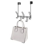 iDesign Metal Over The Door 8-Hook Rack for Coats, Hats, Scarves, Towels, Robes, Jackets, Purses, Matte Black, 4.3" x 9" x 12.36"