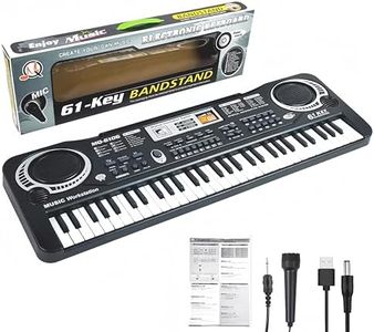 61 Key Piano Keyboard, Electronic Digital Piano for Kids Beginner with Microphone, 16 Tones, 6 Demos, 10 Rhythms, Recording, Keyboard Piano Musical Kids