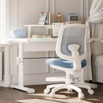 chirvana Desk Chair, Ergonomic Study Chair for Kids with Lumbar Support and Footrest, Adjustable Height, Mesh Student Chair with Adjustable backrest, Model Shell (Blue)