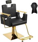 LUXMARS Barber Chair Hair Chair Salon Chair Hydraulic Rolling Swivel Barber Chairs Reclining Barber Chairs 360 Degree Swivel for Barbershop Hair Salon Spa Equipment-Black