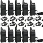 Retevis RT22 Walkie Talkies Long Range Rechargeable, Two Way Radio with Earpiece, VOX Handsfree, Emergency Alarm, Walkie Talkie with Headset, School Retail Church Restaurant (10 Pack)