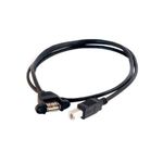 C2G 28068 Panel-Mount USB 2.0 A Female to B Male Cable, Black (2 Feet, 0.6 Meters)
