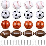 Menkxi 16 Pcs Sports Ball Dresser Knobs for Kids Baseball Basketball Dresser Drawer Knobs for Boys Football Soccer Dresser Knobs Hardware Drawer Pulls Handles for Cabinet Party Decor (Classic Style)