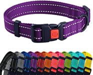 CollarDirect Reflective Dog Collar for a Small, Medium, Large Dog or Puppy with a Quick Release Buckle - Boy and Girl - Nylon Suitable for Swimming (18-26 Inch, Purple)