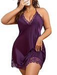 Avidlove Plus Size Lingerie for Women Halter Lace V Neck Babydoll (Purple, XX-Large)