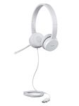 Lenovo 110 - USB Stereo Headphones (Noise Isolation, Rotating Arm Microphone, Leather and Foam Earmuffs with Memory) Certified Work with Chromebook by Google - Cloud Grey