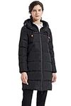 Orolay Women's Thickened Down Coat Puffer Jacket Ladies Hooded Coat for Winter Black M