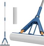 Deoxys Sponge Mop, Roller Sponge Mop, Self Squeeze Sponge Mop, Stainless Steel Handle with PVA Absorbent Mop Head Refills, for Home Commercial Use Tile Floor Bathroom Garage Cleaning…