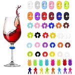 TuTuYa Wine Glass Charms, 52PCS Reusable Silicone Wine Glass Drink Markers, Glass Identifiers For Glass and Cups at Parties, Anniversary, Christmas,Carnivals, Banquets, Weddings,Graduated, food grade