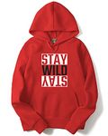 ADRO Men's Cotton Neck Hooded Sweatshirt (H21-M-WILD-RD_Red_L)