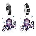 Galaxy Cosmos Luggage Tags 2 Pack PU Leather Luggage Tags Privacy Protection