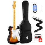 Donner 39 Inch Jazz Thinline Electric Guitar TL Style Electric Guitar Beginner Solid Body Sunburst Full-Size H-H pickups with Bag, Strap, Cable,DJC-1000S