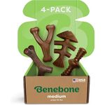 Benebone 4-Pack Durable Dog Chew Toys for Aggressive Chewers, Real Flavors, Made in USA, Medium