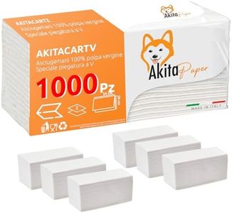 AkitaINK - Confezione da 1000 Asciugamani Monouso Piegati a C o a V per Dispenser 24 x 24 cm - 5 Pacchetti da 200 Asciugamani Carta 2 veli, Realizzati al 100% in Cellulosa - Made in Italy