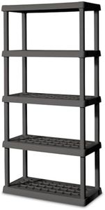 Sterilite 4-Pack 5 Shelf Unit, Heavy-Duty Shelving Storage Rack for Home and Garage, Gray - Multipurpose Plastic Organizer Shelves for Smart Organization