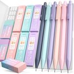 Nicpro 6PCS Pastel Mechanical Pencil Set, Mechanical Pencils 0.5 & 0.7 mm with 6 Tubes HB Pencil Leads, 3PCS Erasers and 9PCS Eraser Refills, Aesthetic School Supplies Cute Stuff for Girls Pousse Mine