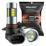 SEALIGHT H10/9145/9140/9045/9040 LED Fog Light Bulbs, 6000K Xenon White, 27 SMD Chips, 360-degree Illumination, Non-polarity, Pack of 2