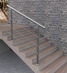 ZYANZ Stair Railing, Stainless Steel Handrail Stair Railing Rail Bars for Indoor Outdoor, with Installation Kit, 100cm/120cm Long, 2 Posts, 3 Crossbars(Size:100cm)