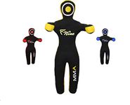 FNine MMA Grappling Dummy, for Judo, Wrestling, Brazilian Jiu Jitsu, Submission and Throwing UNFILLED Canvas Bag (Black and Yellow, 47")