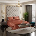 Stoa Paris Satin Bedsheets for King Size Bed-300Tc Premium Bedsheet with 2 Pillow Cover,Luxury Bedding Set, for Diwali Decoration, Home Decor Gifting, for Couples,Wedding,Melted Caramel,300 TC