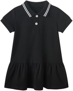 pureborn Baby Girls Polo Dress Short Sleeve Pique Cotton Dress Summer Casual Playwear Dresses Black 12-18 Months