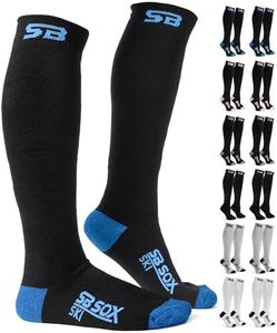 SB SOX Merino Wool Ski Socks for Men & Women (2 Pairs) - Warm Thermal Socks for All-Day Winter Wear (Black/Blue, Large)