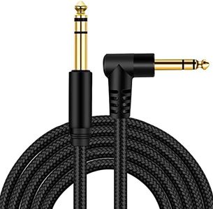 belipro 1/4 Inch TRS Instrument Cable 33Ft, 6.35mm TRS to 6.35mm TRS Stereo Audio Cable Male to Male Right-Angle-to-Straight for Electric Guitar, Bass, Keyboard,Mixer,Amplifier,Speaker,Equalizer...