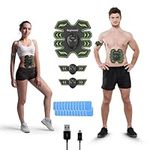 Abs Trainer Muscle Stimulator - 24 Gel Pads - CE-Certified & Skin-friendly 6 Pack Abs Electronic Toning Device - EMS Muscle Stimulator for Arms, Waist & Butt - USB Rechargeable Abdominal Muscle Toner