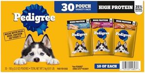 Pedigree High Protein Adult Soft Wet Dog Food 30-Count Variety Pack, 3.5 oz Pouches