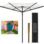 LIVIVO HEAVY DUTY 4 ARM ROTARY GARDEN WASHING LINE CLOTHES AIRER 45M WITH COVER (BLACK)