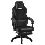 T-THREE.High Back Ergonomic Computer Chair,Gaming Chair,Office Chair,Desk Chair,Swivel Chair,Racing Chair,Adjustable Lumbar Support and Headrest,Withstands up to 150 Kg,With Footrest(Black)